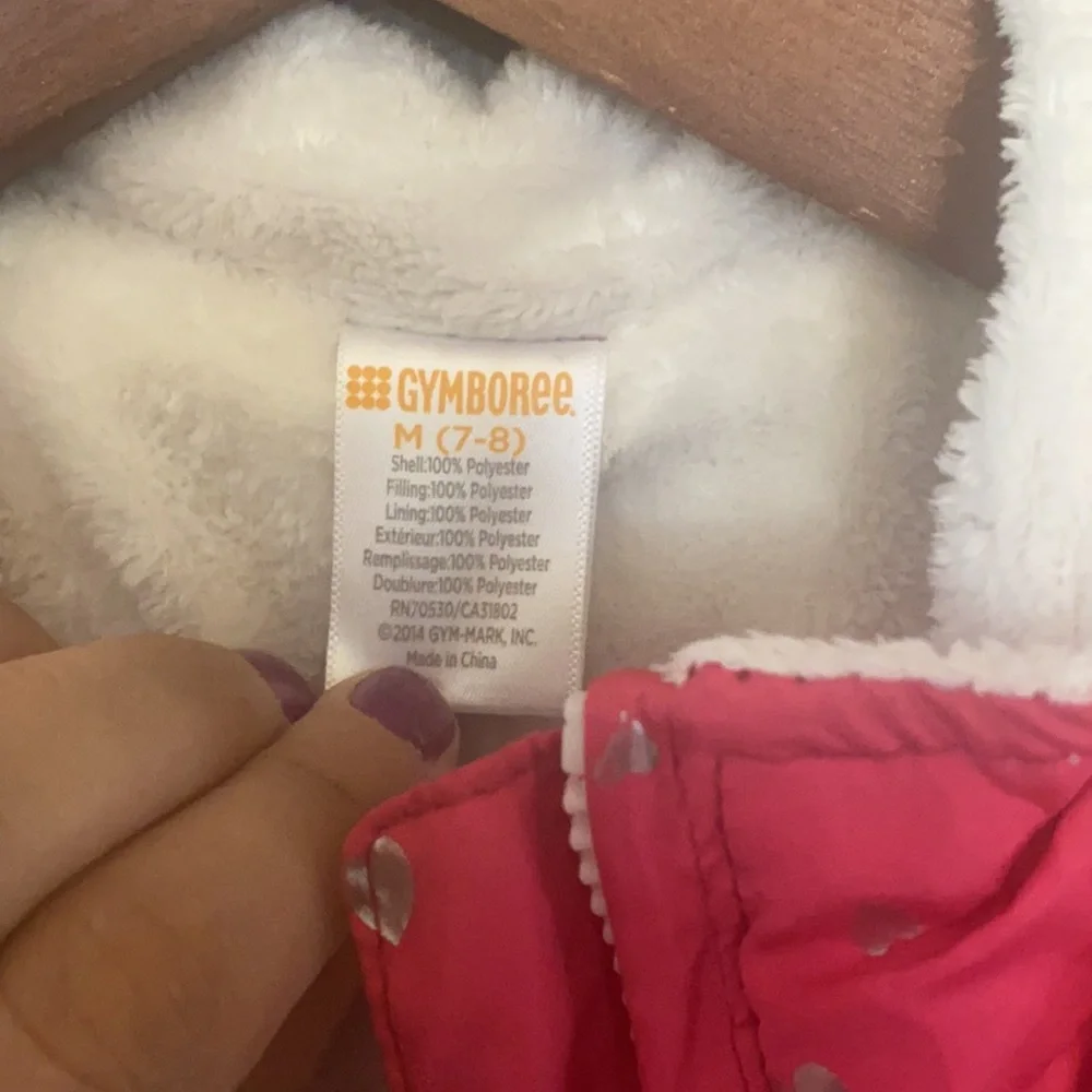 Pink with Silver Hearts and Soft White Lining. Gymboree Puff Vest